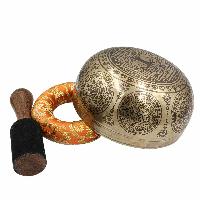 Buddhist Hand Beaten Jambati Singing Bowl, With Premium Etching Carving, [select Accessories]