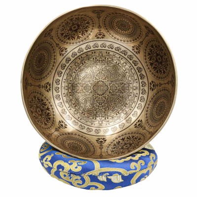 Buddhist Hand Beaten Jambati Singing Bowl, With Premium Etching Carving