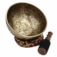 Buddhist Hand Beaten Jambati Singing Bowl, With Premium Etching Carving, [select Accessories]
