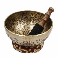 Buddhist Hand Beaten Jambati Singing Bowl, With Premium Etching Carving, [select Accessories]