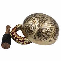 Buddhist Hand Beaten Jambati Singing Bowl, With Premium Etching Carving, [select Accessories]