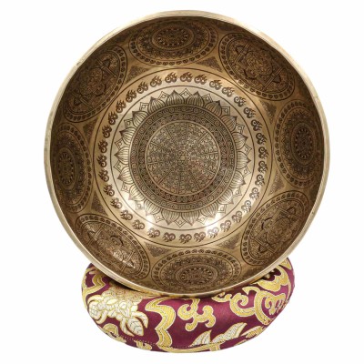Buddhist Hand Beaten Jambati Singing Bowl, With Premium Etching Carving, [select Accessories]