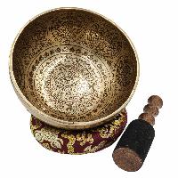 Buddhist Hand Beaten Jambati Singing Bowl, With Premium Etching Carving, [select Accessories]