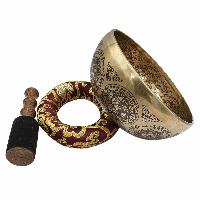Buddhist Hand Beaten Jambati Singing Bowl, With Premium Etching Carving, [select Accessories]