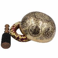 Buddhist Hand Beaten Jambati Singing Bowl, With Premium Etching Carving, [select Accessories]