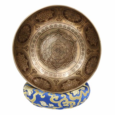 Buddhist Hand Beaten Jambati Singing Bowl, With Premium Etching Carving