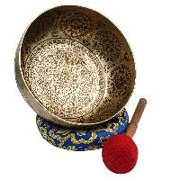 Buddhist Hand Beaten Jambati Singing Bowl, With Premium Etching Carving, [select Accessories]