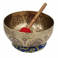 Buddhist Hand Beaten Jambati Singing Bowl, With Premium Etching Carving, [select Accessories]