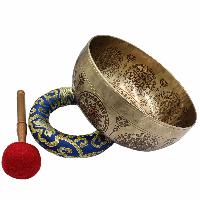 Buddhist Hand Beaten Jambati Singing Bowl, With Premium Etching Carving, [select Accessories]