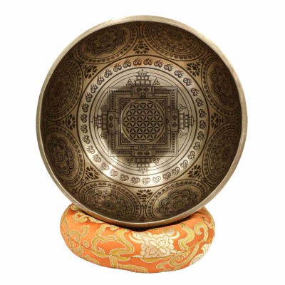 Buddhist Hand Beaten Jambati Singing Bowl, With Premium Etching Carving