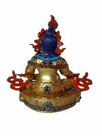 Crystal Yellow Jambhala [kuber] With [fire Gold Plated], [stone Setting]