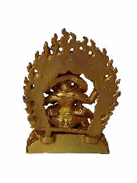 Statue Of Sitting [four Arm Mahakala] With Consort With Consort, [shakti], Yab-yum [full Fire Gold Plated]