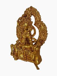 Buddhist Statue Of Bhimsen, Full Gold Plated, With Painted Face