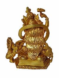 Buddhist Statue Of Bhimsen, Full Gold Plated, With Painted Face