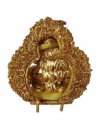 Buddhist Statue Of Bhimsen, Full Gold Plated, With Painted Face
