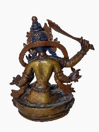 Buddhist Miniature Statue Of [maha Manjushree], [chocolate Oxidized]