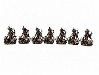 Buddhist Statue Of 21 Tara Set [silver And Chocolate Oxidized]