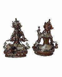 Buddhist Statue Of 21 Tara Set [silver And Chocolate Oxidized]