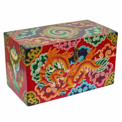 [traditional Tibetan], Ritual Jeweler And Ritual Item Box, [painted] With [dragon] Design