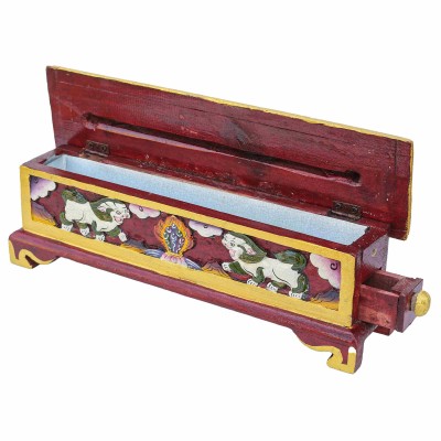 Wooden Incense Burner With Traditional Tibetan Painting