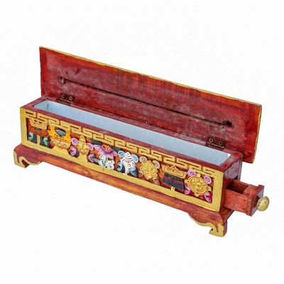 Wooden Incense Burner With Traditional Tibetan Painting