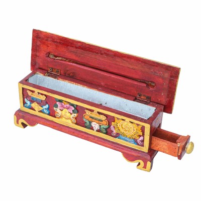 Wooden Incense Burner With Traditional Tibetan Painting
