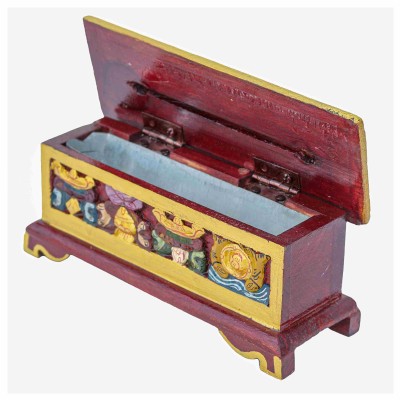 Wooden Incense Burner With Traditional Tibetan Painting