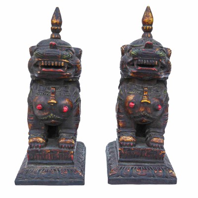 [traditional Tibetan], Wooden Statue Of [lion], Temple Lion