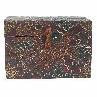 [traditional Tibetan], Ritual Jeweler And Ritual Item Box, [painted] With Dragon Design, [cheppu], [antique]