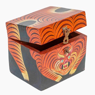 [traditional Tibetan], Ritual Jeweler And Ritual Item Box, [painted], Tiger Design