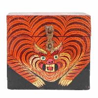[traditional Tibetan], Ritual Jeweler And Ritual Item Box, [painted], Tiger Design