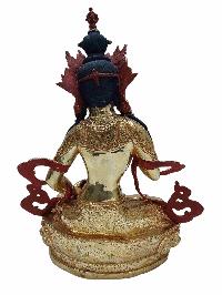 Buddhist Handmade Statue Of Vajrasattva, [full Fire Gold Plated] With [painted Face] And [stone Setting]