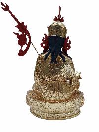 Buddhist Handmade Statue Of Padmasambhava [guru Rinpoche], [full Fire Gold Plated] With Painted Face