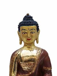 Buddhist Handmade Statue Of Amitabha Buddha, [partly Gold Plated] With Painted Face