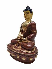 Buddhist Handmade Statue Of Amitabha Buddha, [partly Gold Plated] With Painted Face