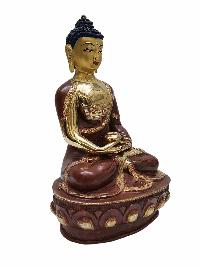 Buddhist Handmade Statue Of Amitabha Buddha, [partly Gold Plated] With Painted Face