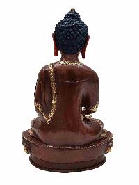 Buddhist Handmade Statue Of Amitabha Buddha, [partly Gold Plated] With Painted Face