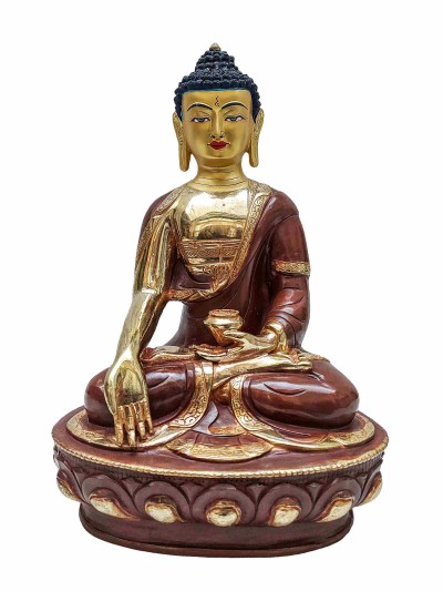 Buddhist Handmade Statue Of Ratnasambhava Buddha, [partly Gold Plated]