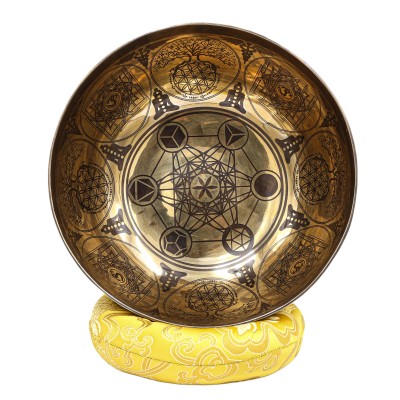 Buddhist Hand Beaten Jambati Singing Bowl, With Premium Etching Carving