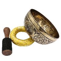 Buddhist Hand Beaten Jambati Singing Bowl, With Premium Etching Carving