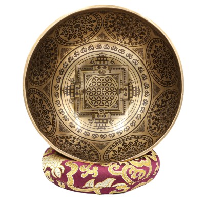 Buddhist Hand Beaten Jambati Singing Bowl, With Premium Etching Carving, Madala Design