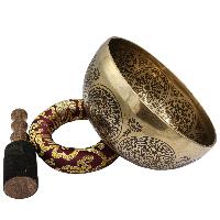 Buddhist Hand Beaten Jambati Singing Bowl, With Premium Etching Carving, Madala Design