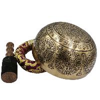Buddhist Hand Beaten Jambati Singing Bowl, With Premium Etching Carving, Madala Design