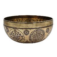 Buddhist Hand Beaten Jambati Singing Bowl, With Premium Etching Carving, [select Accessories]