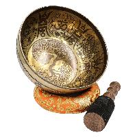 Buddhist Hand Beaten Jambati Singing Bowl, With Premium Etching Carving, [select Accessories]