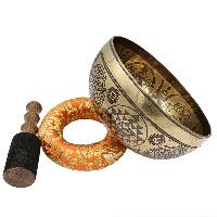 Buddhist Hand Beaten Jambati Singing Bowl, With Premium Etching Carving, [select Accessories]