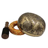 Buddhist Hand Beaten Jambati Singing Bowl, With Premium Etching Carving, [select Accessories]