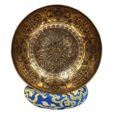 Buddhist Hand Beaten Jambati Singing Bowl, With Premium Etching Carving, [select Accessories]