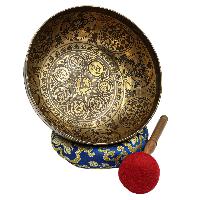 Buddhist Hand Beaten Jambati Singing Bowl, With Premium Etching Carving, [select Accessories]
