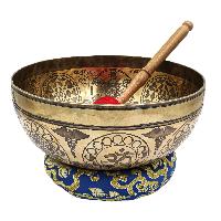 Buddhist Hand Beaten Jambati Singing Bowl, With Premium Etching Carving, [select Accessories]